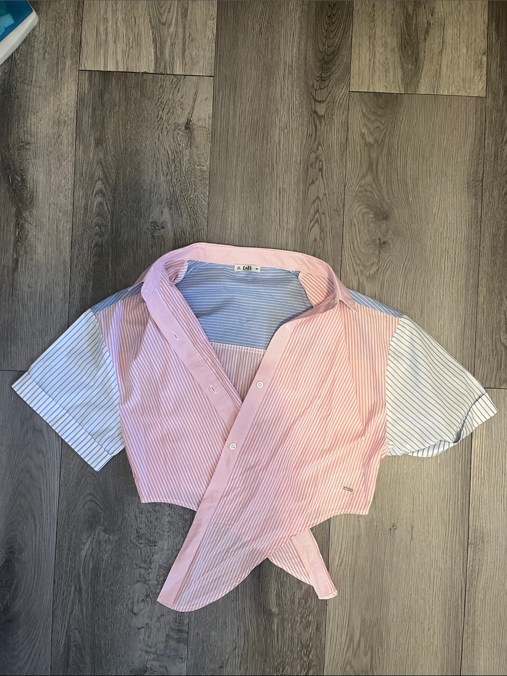 Pink and white cropped top
